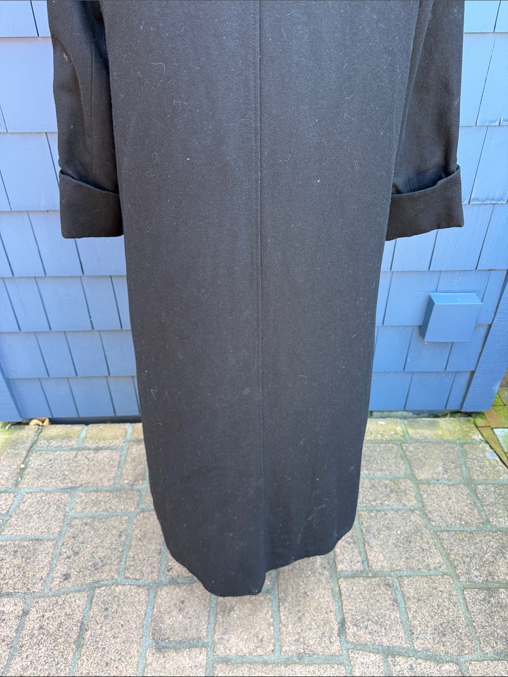 Harve Benard Long Black Trench Coat 14 XL wool blend lined Mary Poppins - Picture 6 of 11